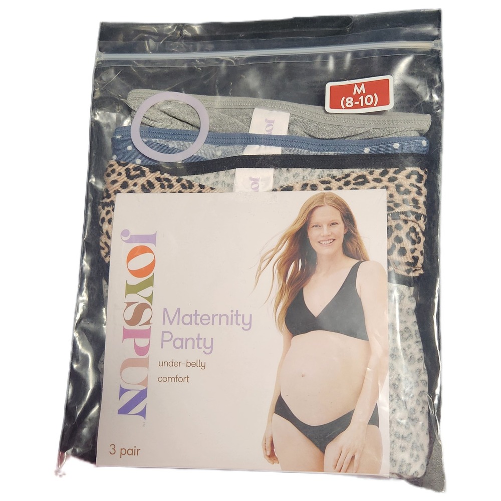 Joyspun Maternity Panty 3 Pack Under-Belly Comfort Leopard Polka Dot Grey Size M
